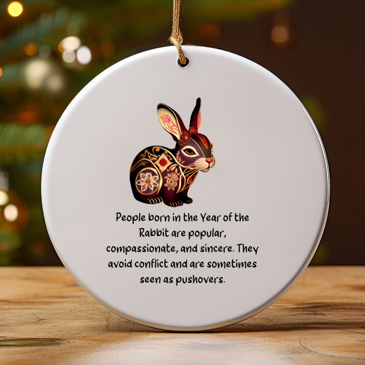 Chinese Zodiac Rabbit Ornament, Year of the Rabbit Horoscope Gift for Lunar New Year
