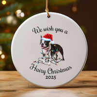 Load image into Gallery viewer, Christmas Boston Terrier Ornament, Christmas Lights Dog Keepsake
