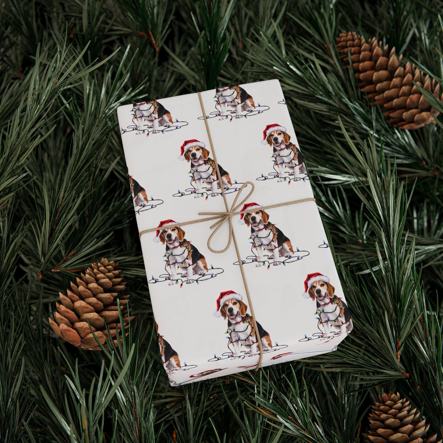 Beagle Christmas Lights Wrapping Paper