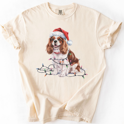 Christmas Cavalier King Charles Spaniel Shirt, Christmas Lights Dog Tee, Christmas Dog Tee, Cavalier Spaniel Mom Tshirt, Gift for Dog Lover