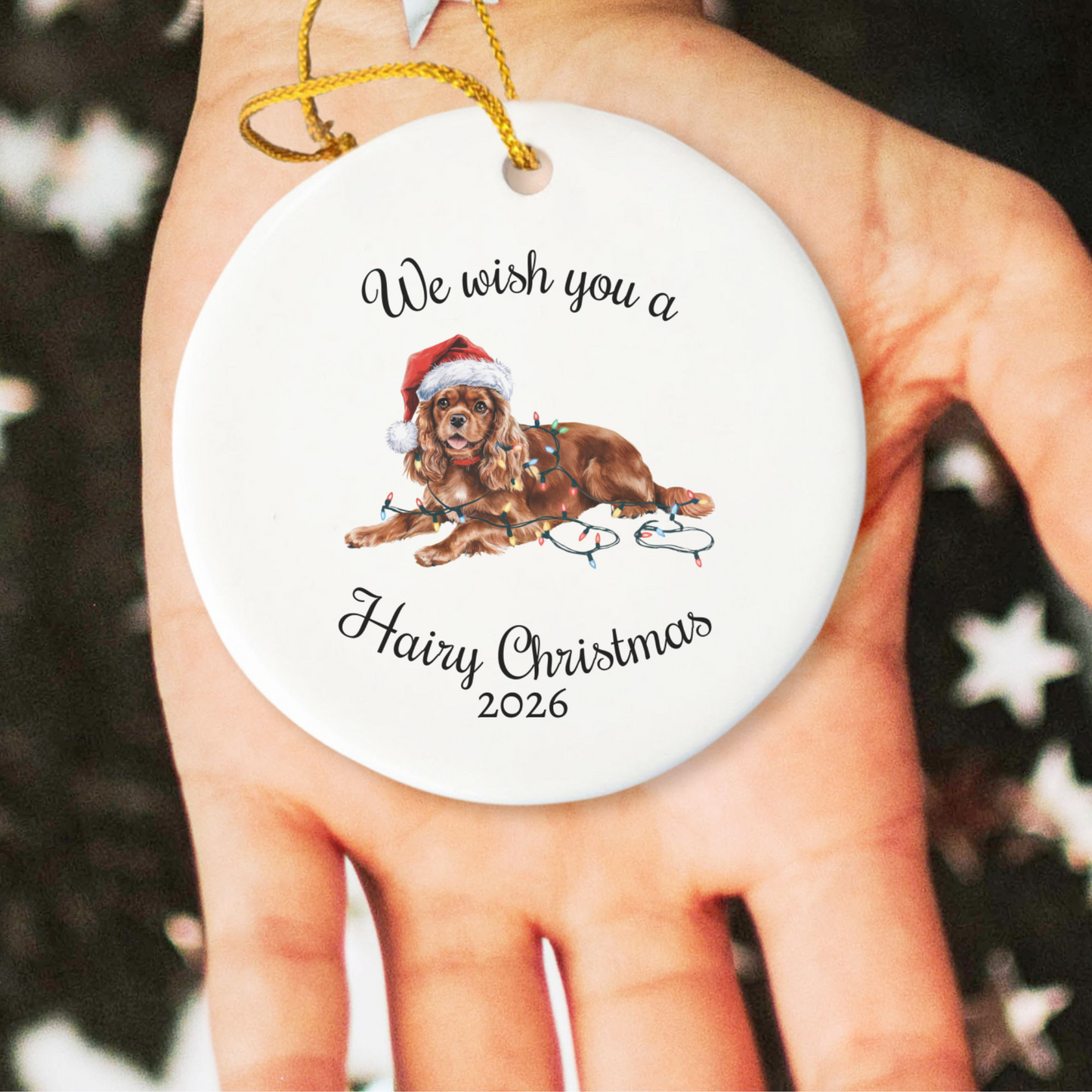 Ruby Cavalier King Charles Spaniel Ornament, Funny Dog Lover Gift, Pet Holiday