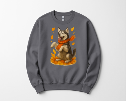 Siberian Husky Autumn Sweatshirt, Cozy Fall Dog Sweater, Husky Lover Apparel, Cute Autumn Dog Shirt, Gift for Pet Lovers