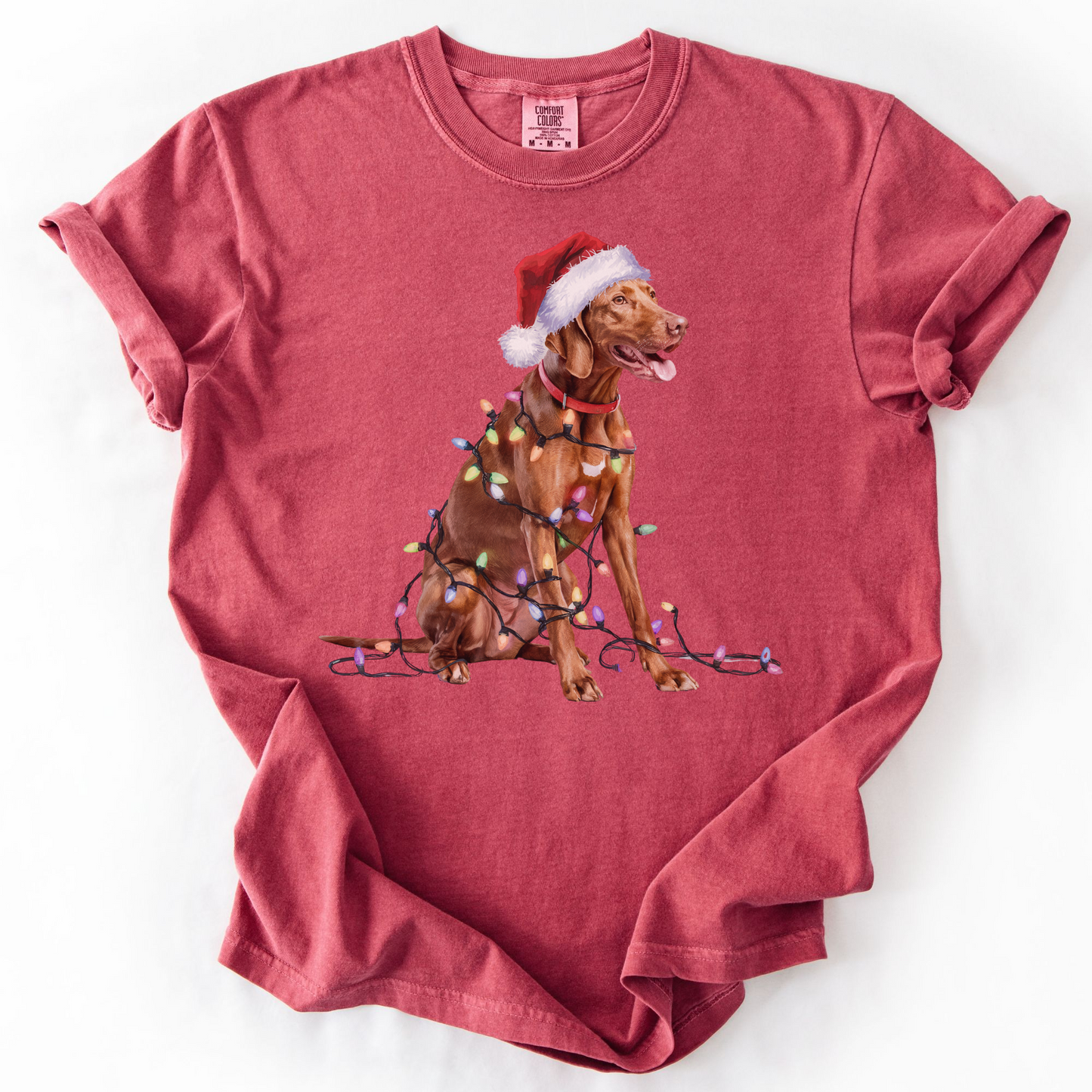 Vizsla Christmas Lights Shirt, Festive Holiday Tee for Bird Dog Lovers