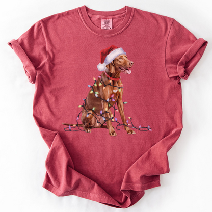 Vizsla Christmas Lights Shirt, Festive Holiday Tee for Bird Dog Lovers