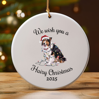 Load image into Gallery viewer, Christmas Collie Ornament, Christmas Lights Dog Keepsake
