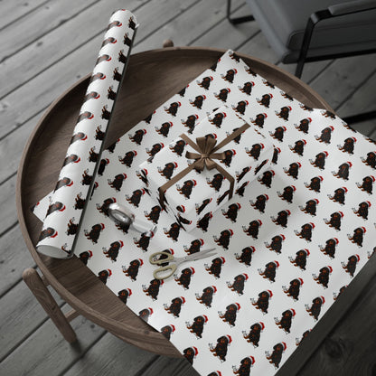 Black and Tan Cavalier King Charles Spaniel Christmas Lights Wrapping Paper