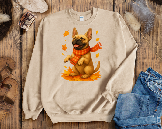 French Bulldog Autumn Shirt, Cozy Pet Sweatshirt, Fall Dog Lover Gift, Fawn Bulldog Leaves Apparel, Cute Dog Clothing, Autumn Vibes Shirt