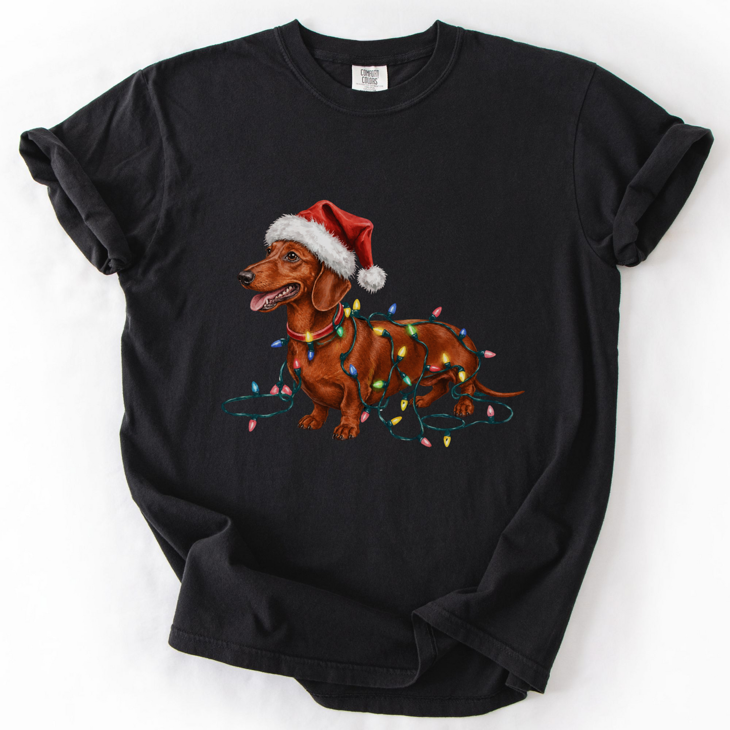 Red Dachshund Christmas Lights Shirt