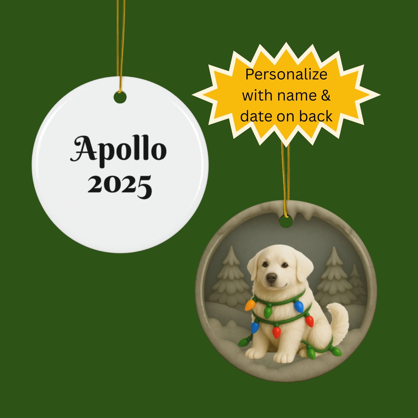 Personalized Great Pyrenees Christmas 3D Clay-Style Dog Keepsake