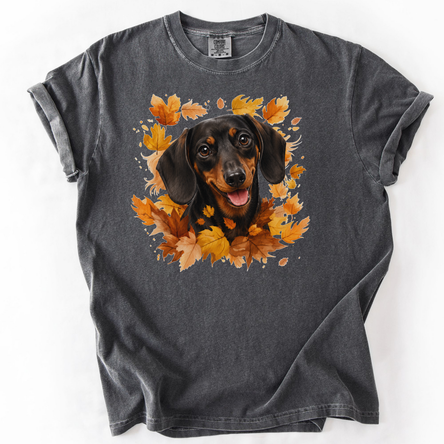 Black & Tan Dachshund Fall Shirt, Autumn Dog Mom Comfort Colors Tee
