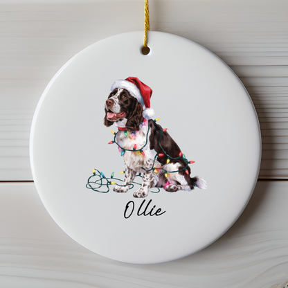 Personalized Brown Springer Spaniel Ornament, Christmas Dog Ornament