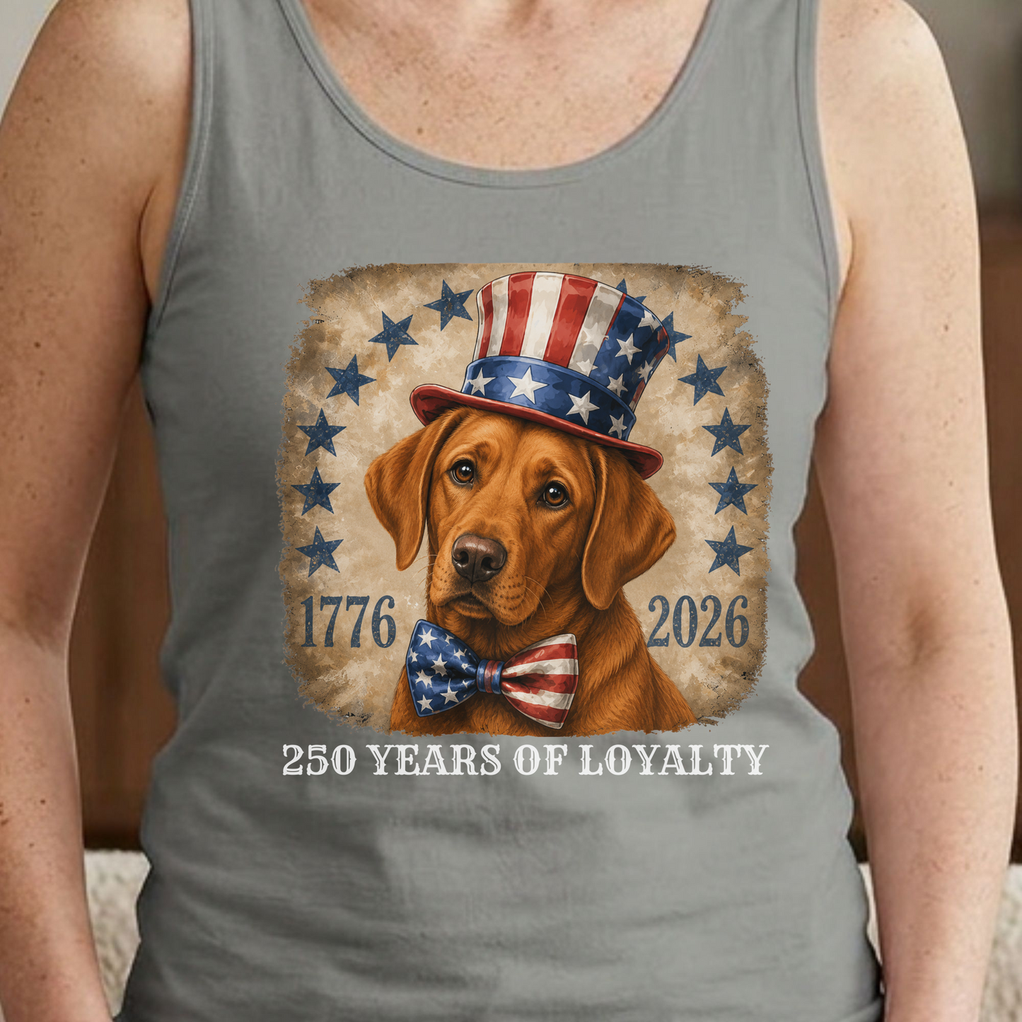Fox Red Lab Patriotic Tank Top, 250 Years of Loyalty
