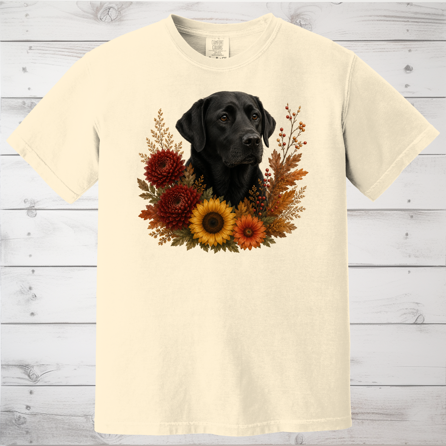 Black Labrador Autumn Floral Shirt