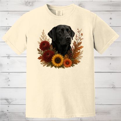 Black Labrador Autumn Floral Shirt
