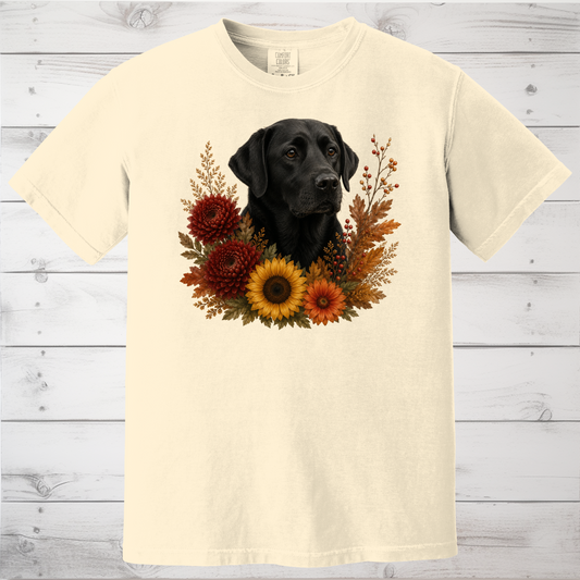 Black Labrador Autumn Floral Shirt