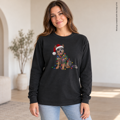 Australian Cattle Dog Christmas Comfort Colors Long Sleeve Shirt, Blue Heeler Holiday Gift