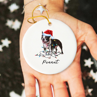 Load image into Gallery viewer, Personalized Boston Terrier Christmas Lights Ornament
