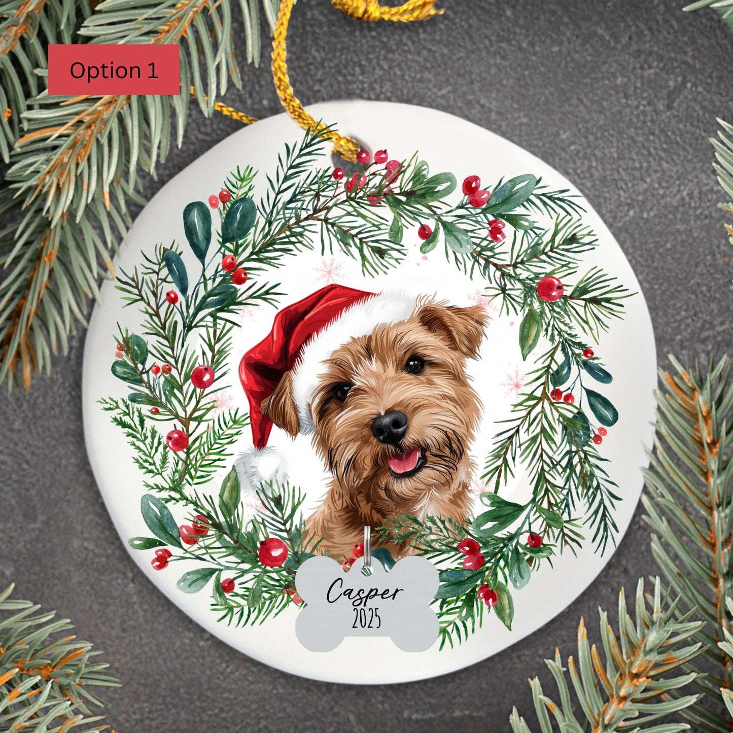 Personalized Norfolk Terrier Christmas Ornament