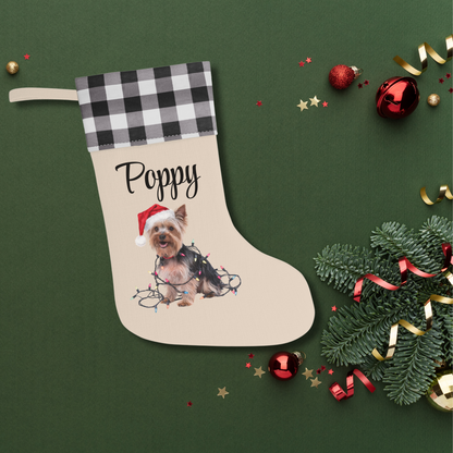 Personalized Yorkshire Terrier Christmas Stocking, Holiday Decor Gift for Yorkie Lovers