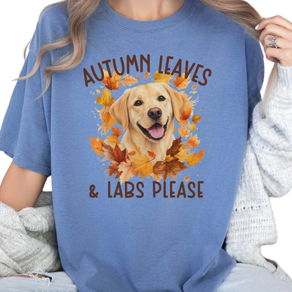 Yellow Lab Mom Fall Shirt, Autumn Leaves & Labs Please