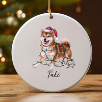 Load image into Gallery viewer, Personalized Red Shiba Inu Ornament, Custom Pet Lover Gift
