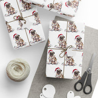 Load image into Gallery viewer, Tan Pug Christmas Lights Wrapping Paper
