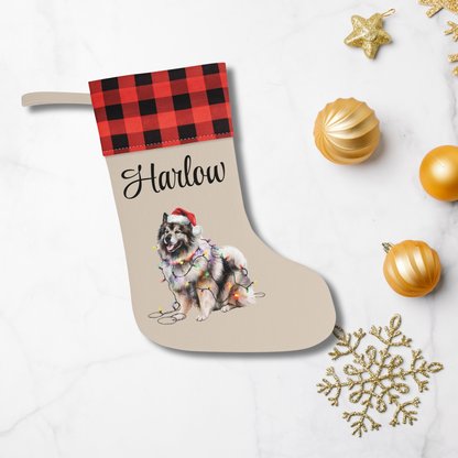 Personalized Keeshond Christmas Stocking, Holiday Decor Gift for Pet Lovers