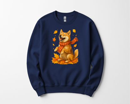Shiba Inu Fall Shirt, Cozy Pet Sweatshirt, Shiba Lover Gift Clothing, Autumn Leaves Apparel, Cute Dog Shirt, Dog Enthusiast Gift
