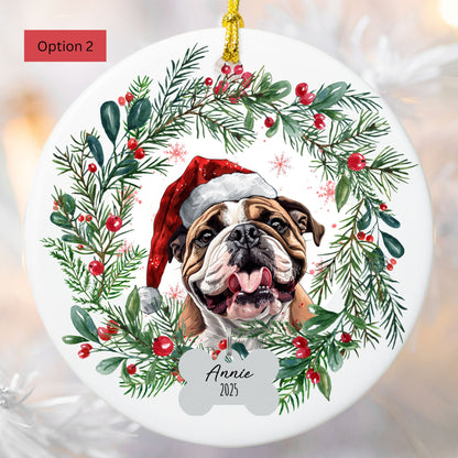 Personalized Bulldog Christmas Ornament