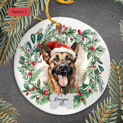 Personalized Belgian Malinois Christmas Ornament