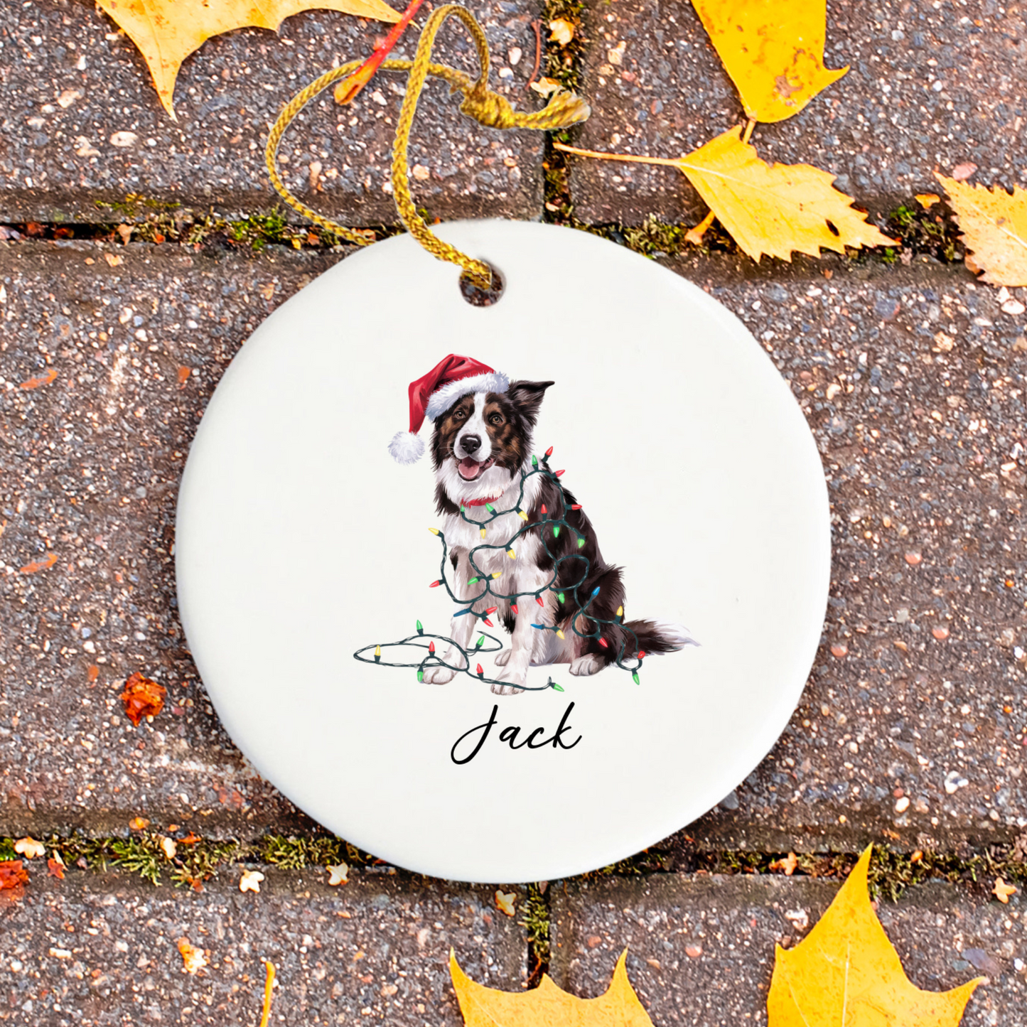 Personalized Border Collie Christmas Ornament, Festive Dog Lover Ceramic Keepsake