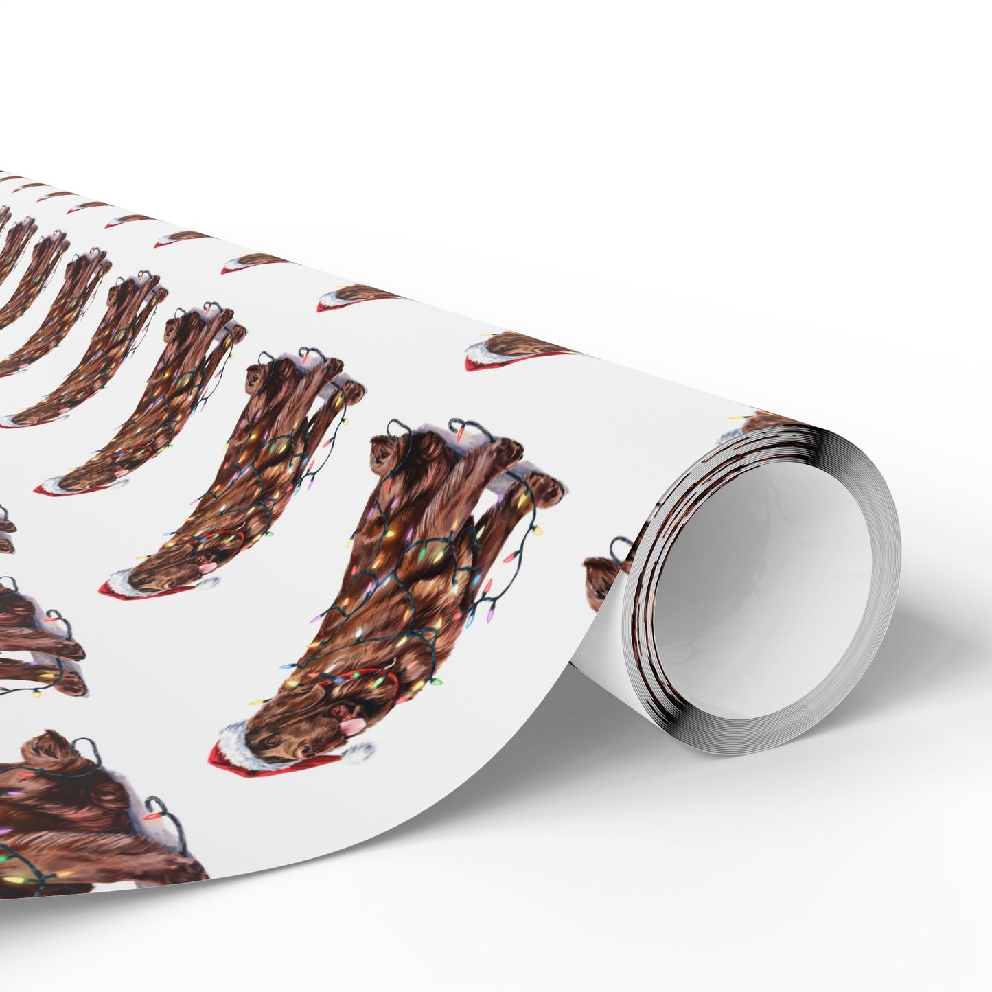 Brown Newfoundland Christmas Lights Wrapping Paper