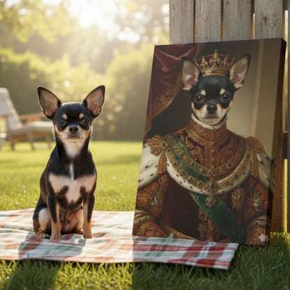 Personalized Royal King Dog Portrait – Custom Renaissance Pet Art Canvas