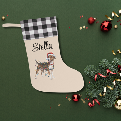 Personalized Smooth Fox Terrier Christmas Stocking, Holiday Decor Gift for Pet Lovers