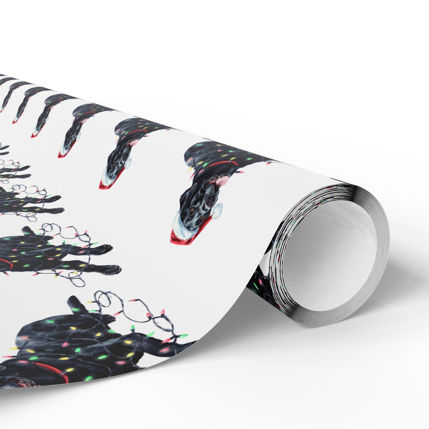 Black Lab Christmas Lights Wrapping Paper