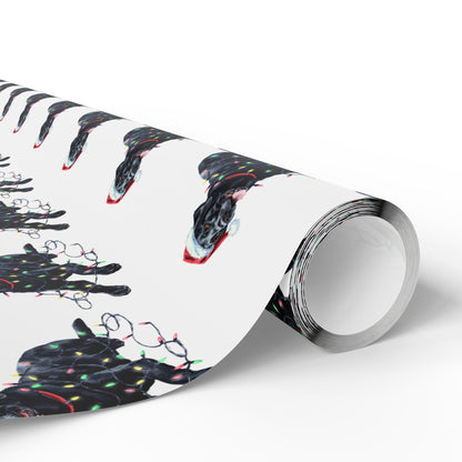 Black Lab Christmas Lights Wrapping Paper