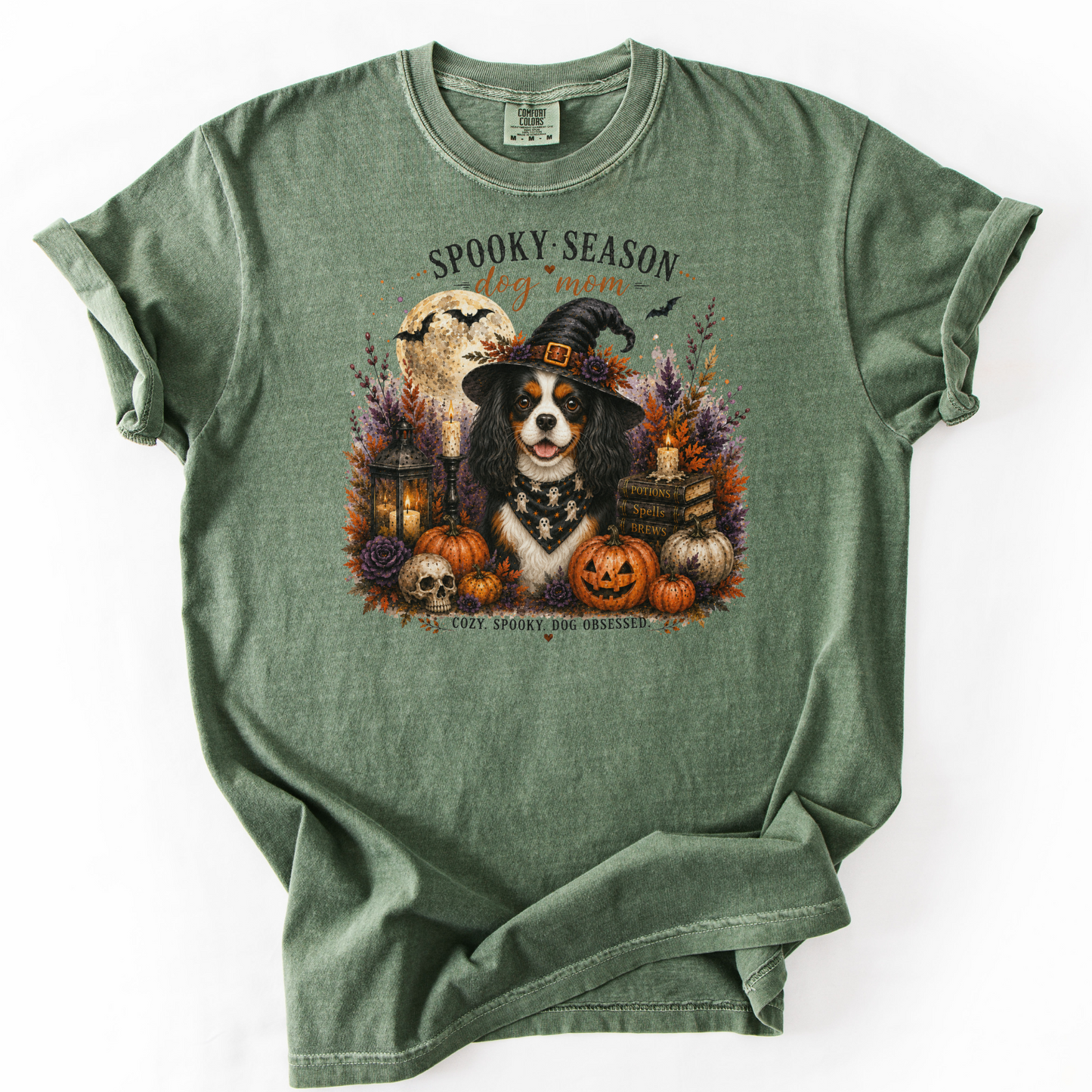 Tricolor Cavalier Spooky Season Dog Mom Halloween Shirt