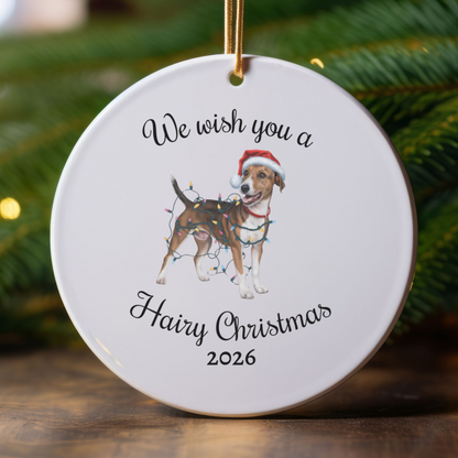 Christmas Smooth Fox Terrier Ornament, Christmas Lights Dog Keepsake