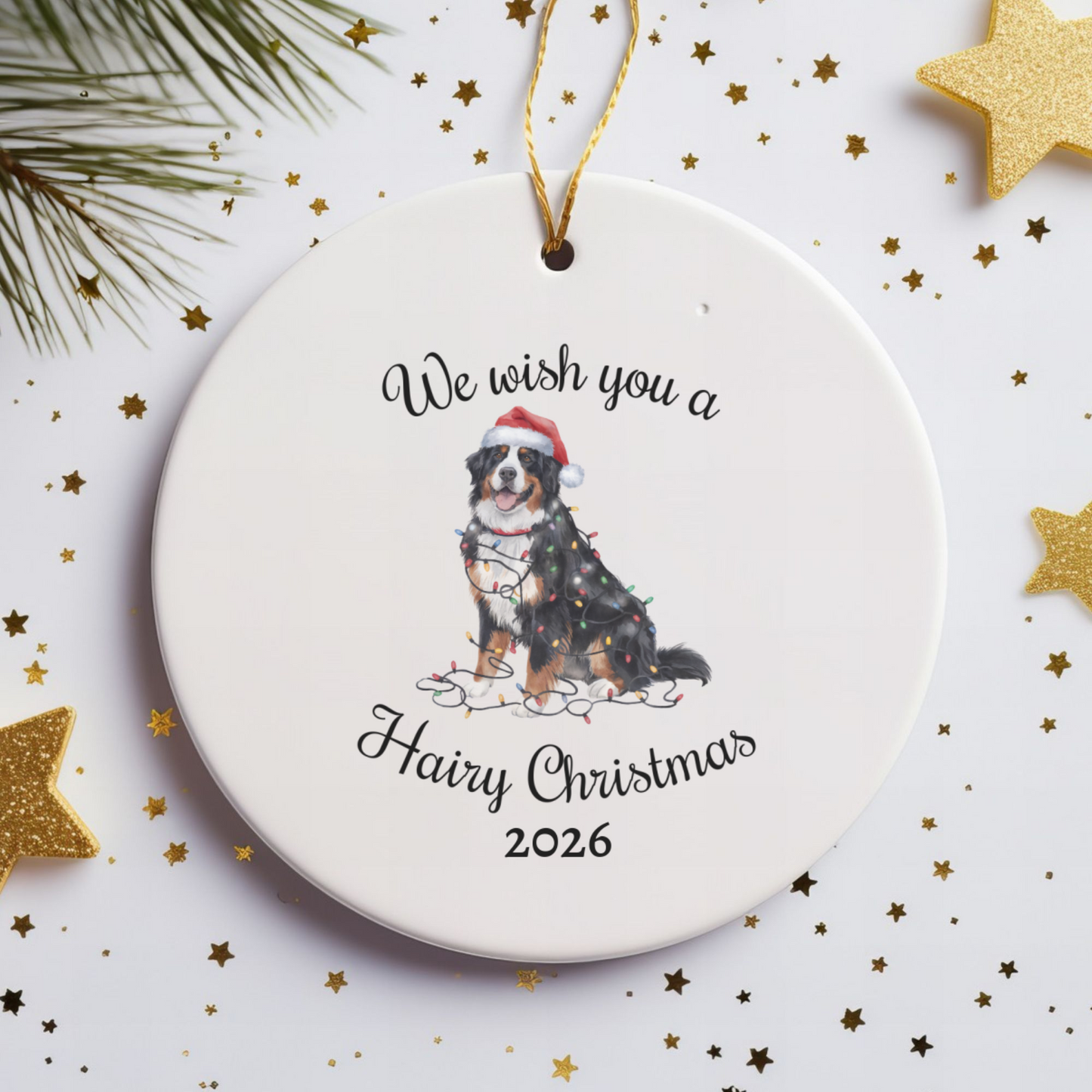 Christmas Bernese Mountain Dog Ornament, Christmas Lights Dog Keepsake, Christmas Dog, Bernese Mountain Dog Mom, Gift For Dog Lover