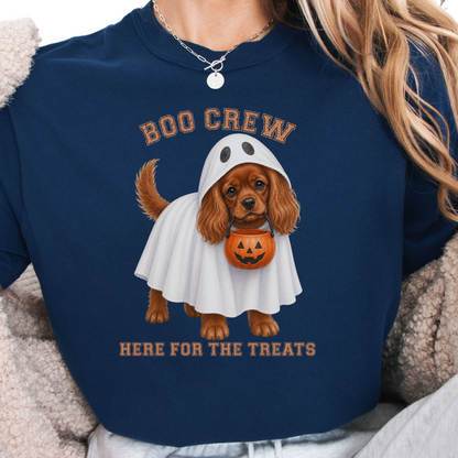 Ruby Cavalier Boo Crew Halloween Shirt, Here for the Treats Dog Mom Tee