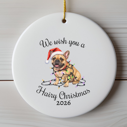 Christmas Fawn French Bulldog Ornament, Frenchie Mom, Christmas Lights Dog Keepsake, Christmas Dog, Gift For Dog Lover