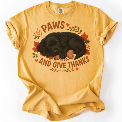 Black Lab Thanksgiving Shirt, Paws Give Thanks Tee, Fall Labrador Retriever Lover Gift