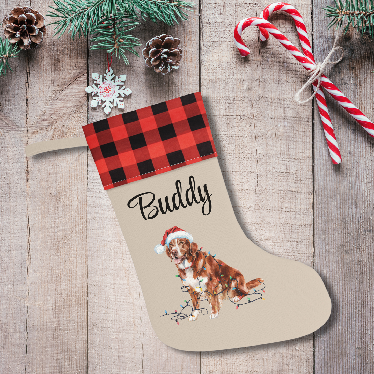 Personalized Nova Scotia Duck Tolling Retriever Christmas Stocking, Holiday Decor Gift for Pet Lovers