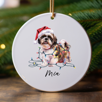 Load image into Gallery viewer, Shih Tzu Ornament Personalized Gift, Custom Holiday Pet Decor
