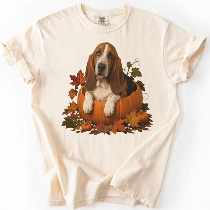 Basset Hound Pumpkin Shirt Fall Dog Lover Autumn Comfort Colors Graphic Tee Gift Apparel