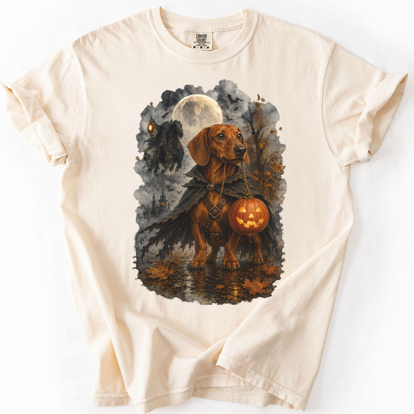 Red Dachshund Headless Horseman Inspired Halloween Comfort Colors Shirt