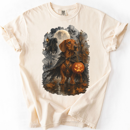 Red Dachshund Headless Horseman Inspired Halloween Comfort Colors Shirt