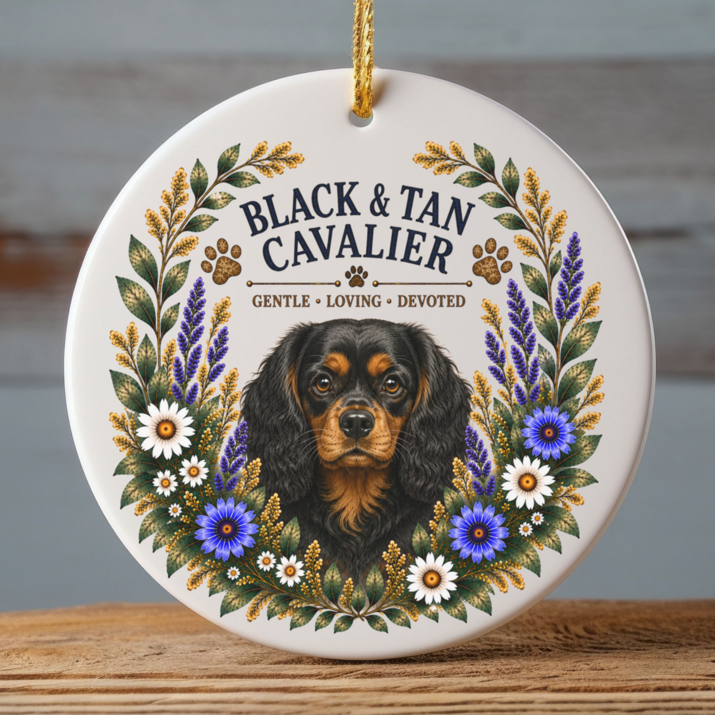 Black and Tan Cavalier Ornament, Cavalier King Charles Spaniel Gift, Dog Lover Keepsake