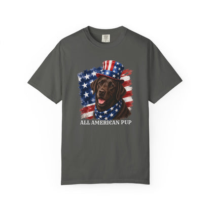 Patriotic Chocolate Lab All American Pup Shirt
