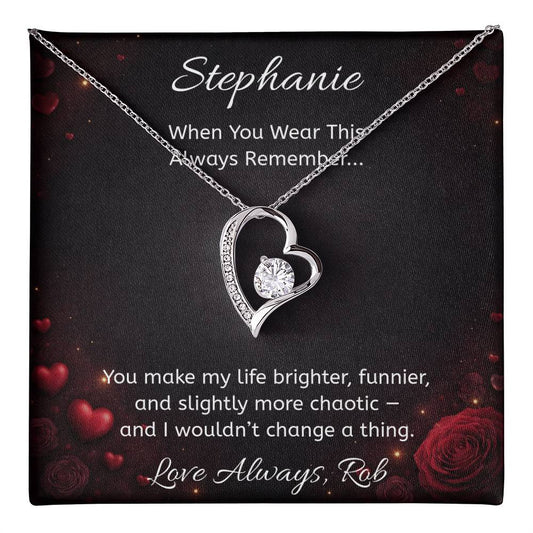 Personalized Heart Necklace with Hearts Message Card